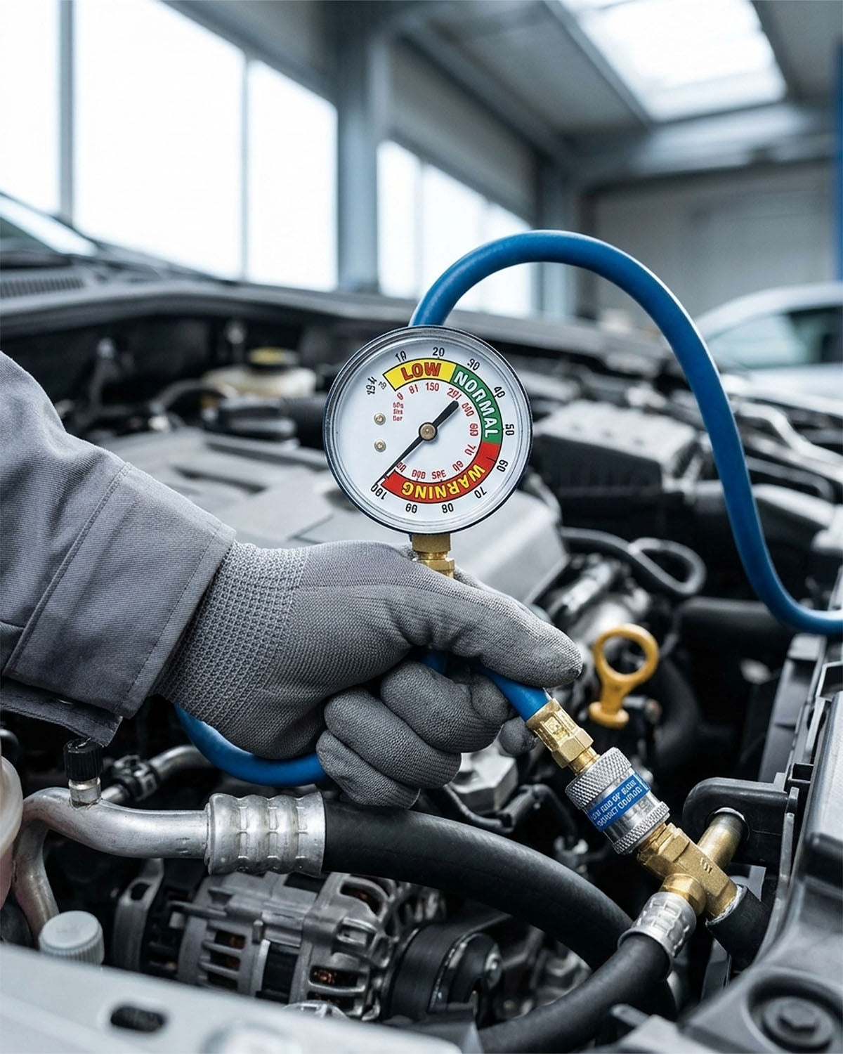 Supercool R-134a Auto Charging Hose & Gauge for Self-Sealing Valve