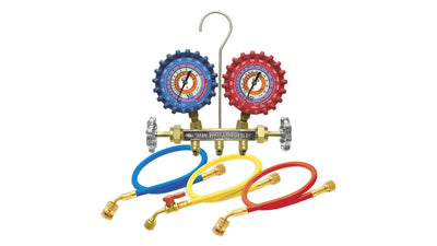 Uniweld QS4L5HEZ 2-Valve Brass Manifold 5 Ft EZ-Turn Anti-Blow Back Hoses image 0