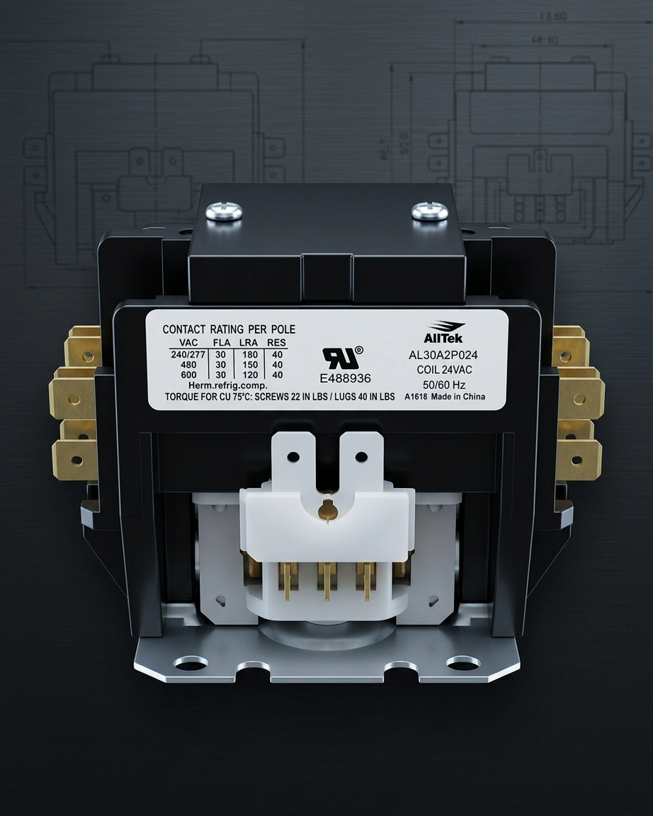 Alltek 40 Amp 2 Pole 24V Coil HVAC Definite Purpose Contactor