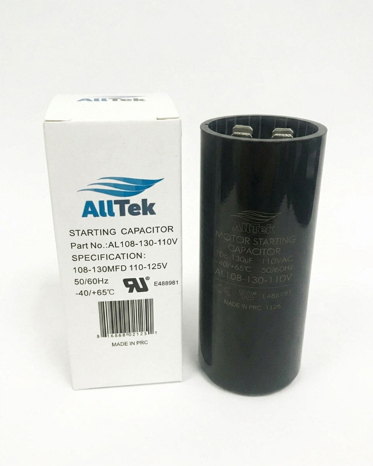 Alltek 108-130 MFD 110/125V UL certified motor start capacitor for HVAC compressors — view 6