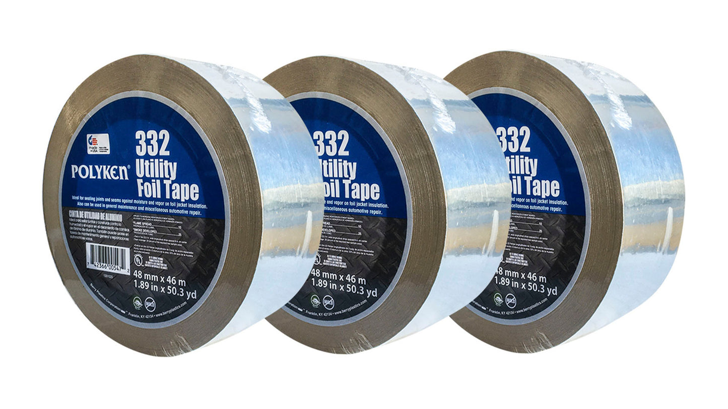 Polyken 332 Utility Grade Aluminum Foil Tape 3-Pack image 0