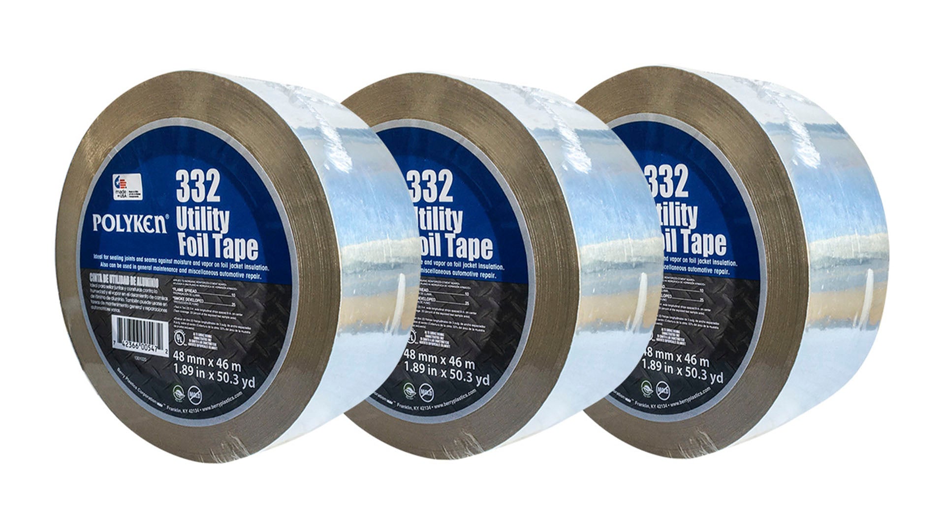 Polyken 332 Utility Grade Aluminum Foil Tape 3-Pack image 0