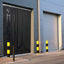 XPS Tech heavy-duty clear PVC strip curtain on an industrial door — 12 in × 0.120 in × 200 ft roll