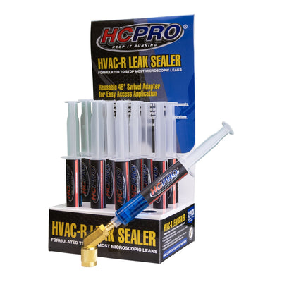 HCPRO HCLEAK12B HVAC-R Leak Sealer Kit – 12 x 0.25 oz Syringes, 45° Swivel Adapter