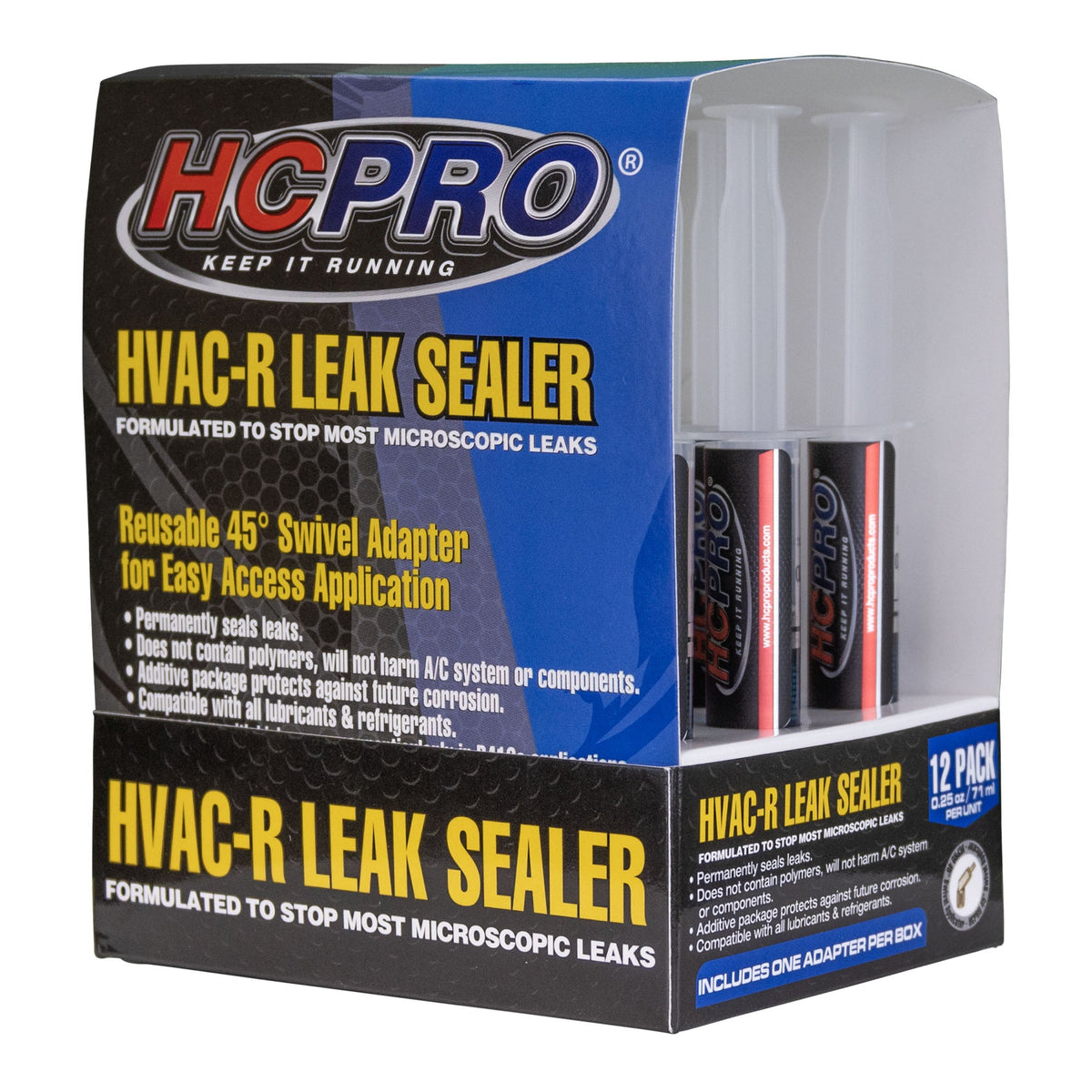 HCPRO HCLEAK12B HVAC-R Leak Sealer Kit – 12 x 0.25 oz Syringes, 45° Swivel Adapter — view 7