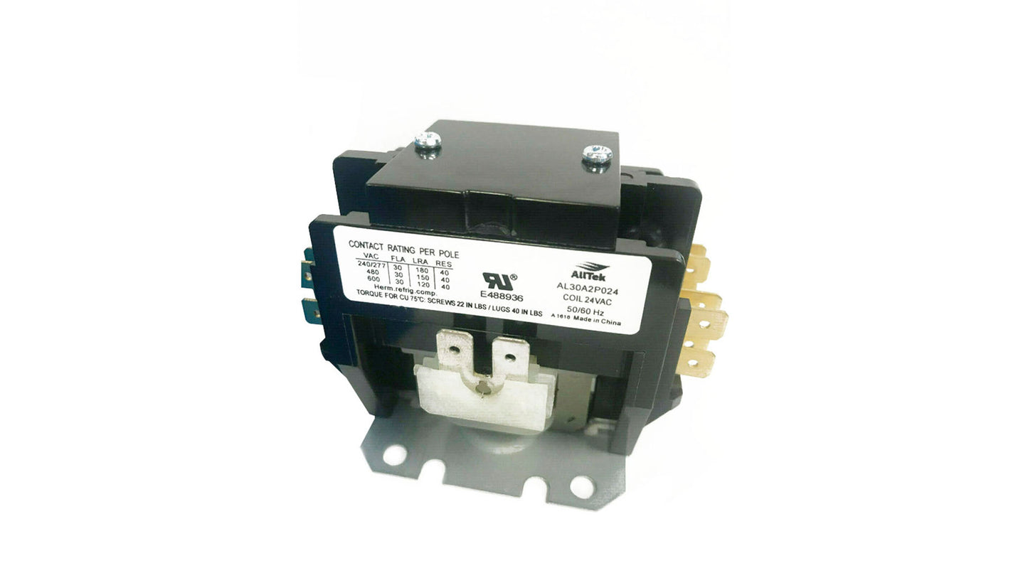 Alltek 30 Amp 2 Pole 24V Coil HVAC Definite Purpose Contactor image 0