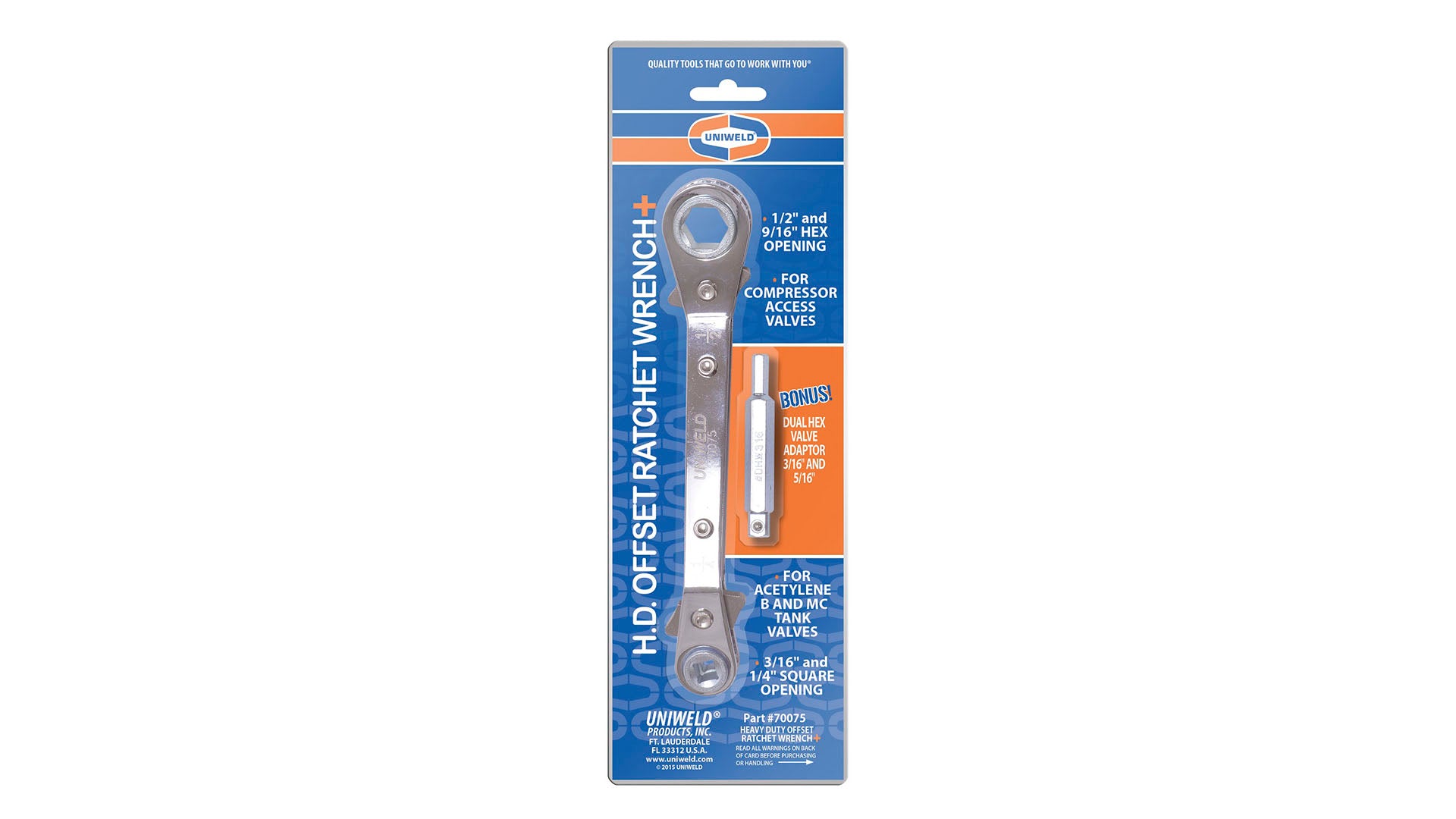 Uniweld 70075 Heavy Duty Offset Ratchet Wrench image 0