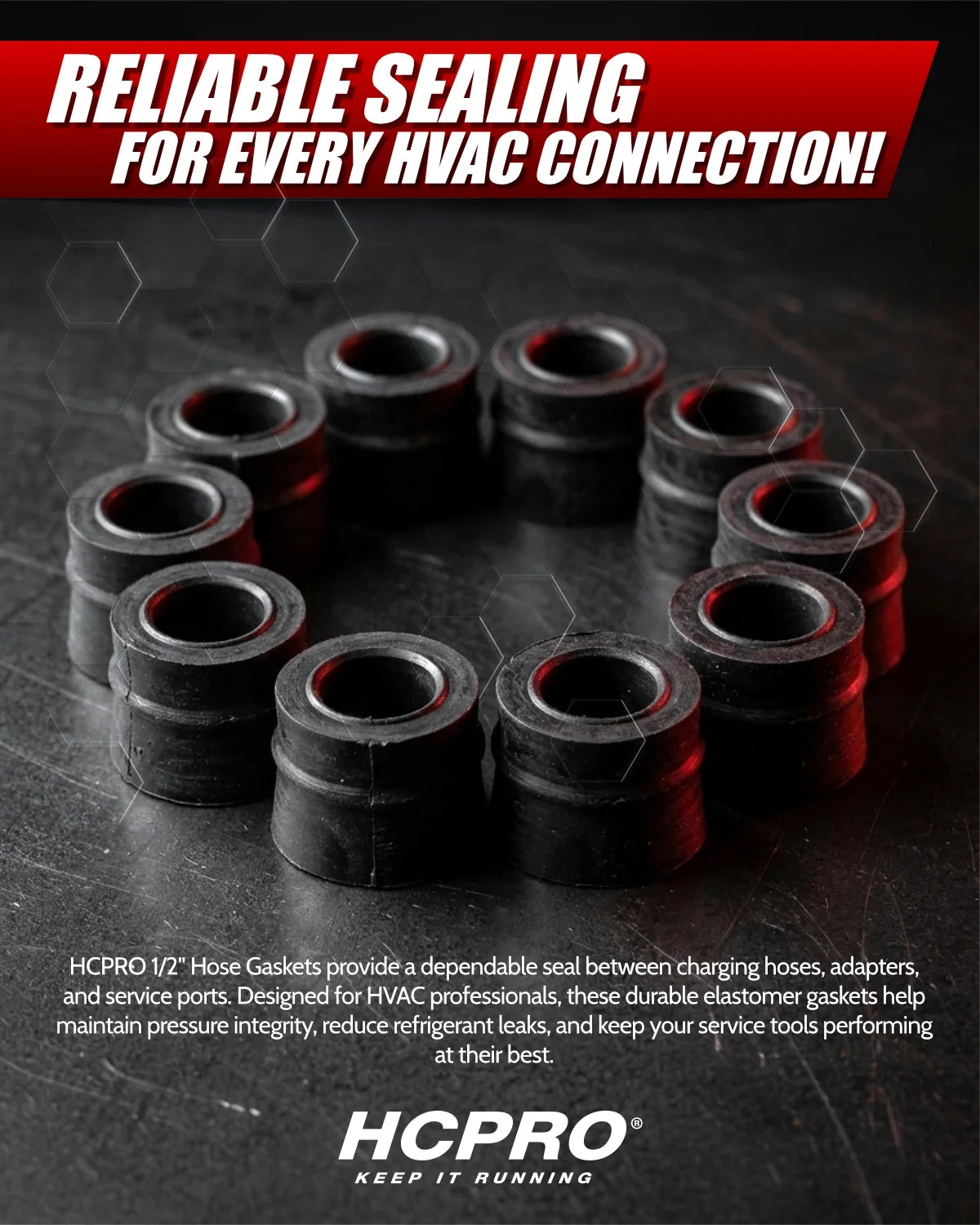 HCPRO HC-GSK12 1/2" High-Pressure Rubber Gaskets – Hose Seal Rings, 10 or 100 Pack — view 2