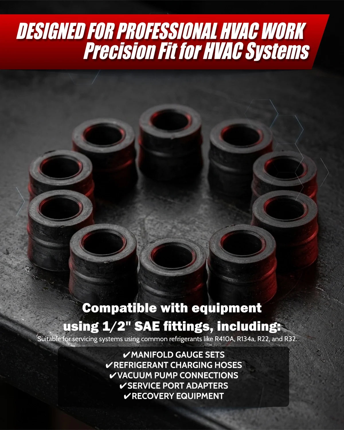 HCPRO HC-GSK12 1/2" High-Pressure Rubber Gaskets – Hose Seal Rings, 10 or 100 Pack — view 5