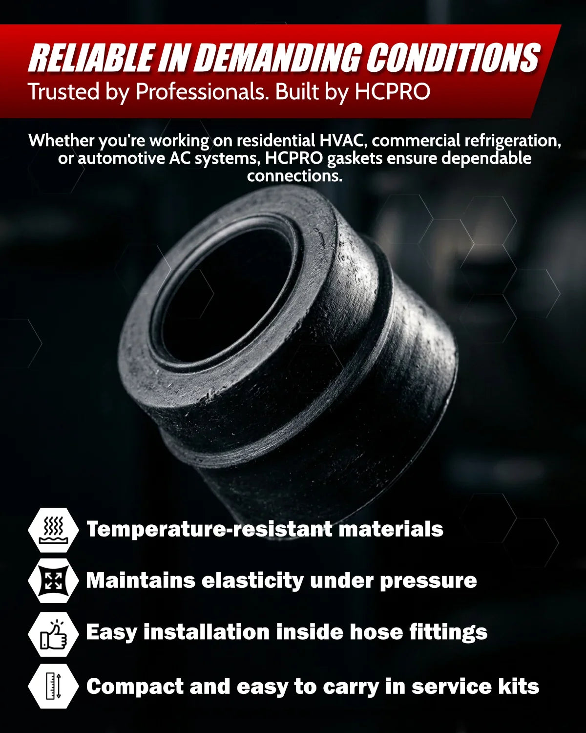 HCPRO HC-GSK12 1/2" High-Pressure Rubber Gaskets – Hose Seal Rings, 10 or 100 Pack — view 6