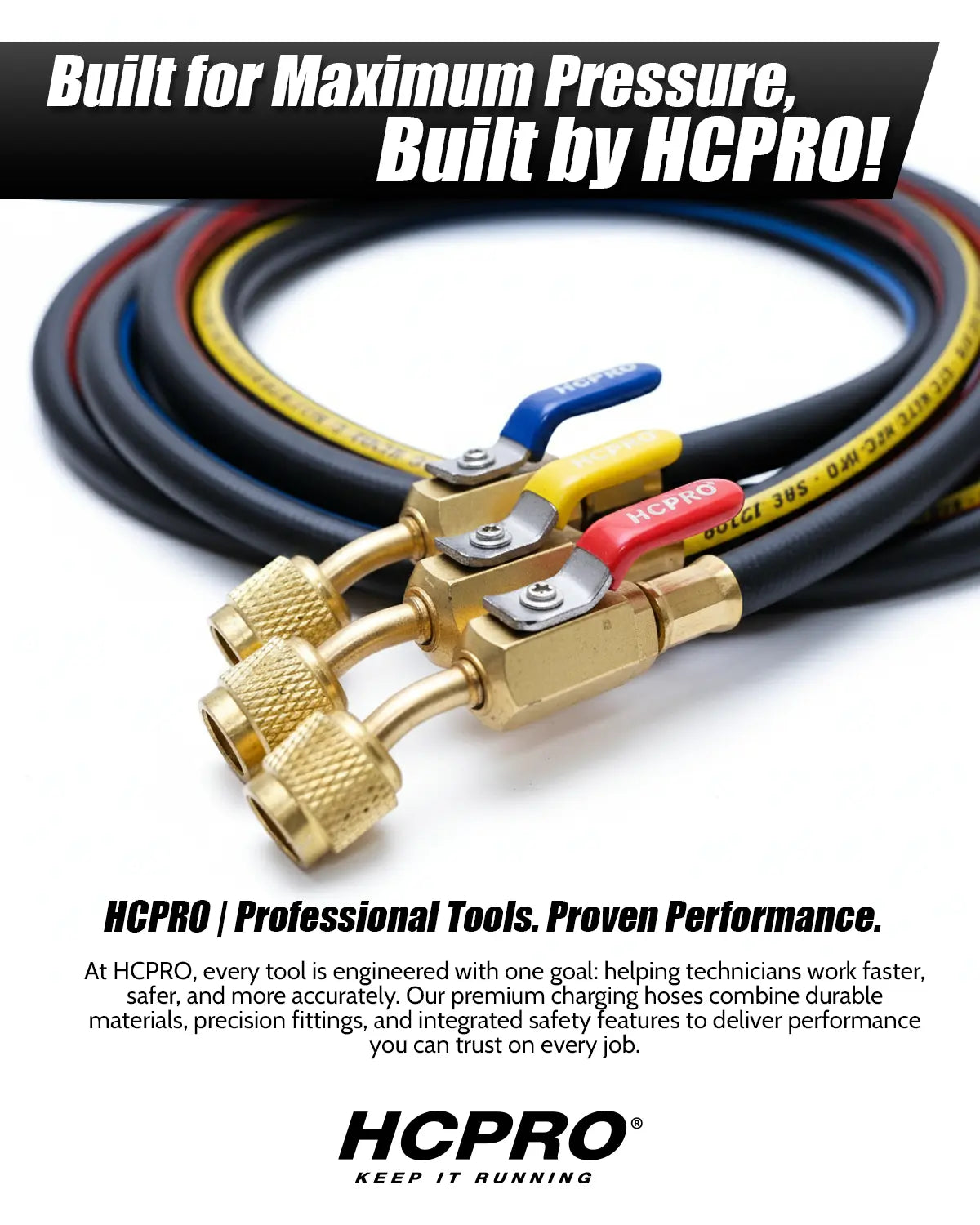 HCPRO PH5BKBV 1/4" x 5 ft Ball-Valve Charging Hose Set – 3 Hoses, Quarter-Turn Shutoff — view 7