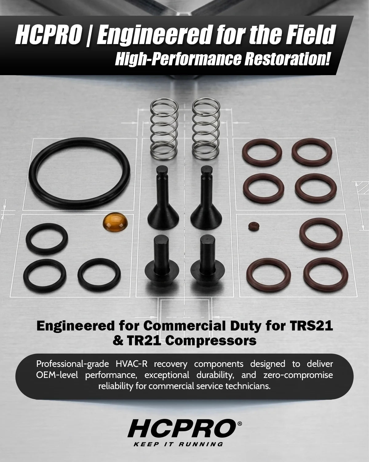 HCTRK21N Oilless Compressor Valve Rebuild Kit with for TRS21/TR21 Recovery Machine image 1 — view 2