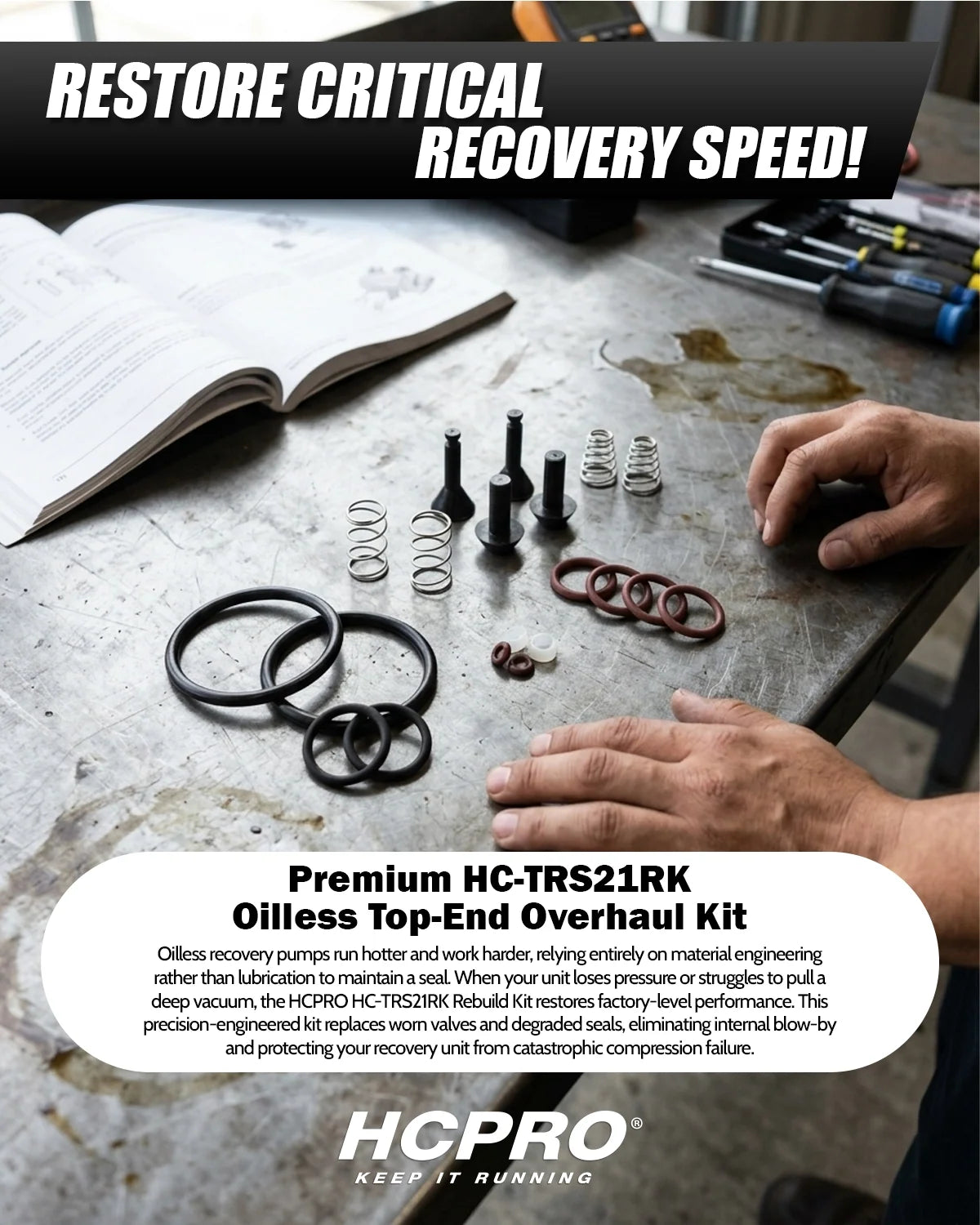 HCTRK21N Oilless Compressor Valve Rebuild Kit with for TRS21/TR21 Recovery Machine image 1 — view 3