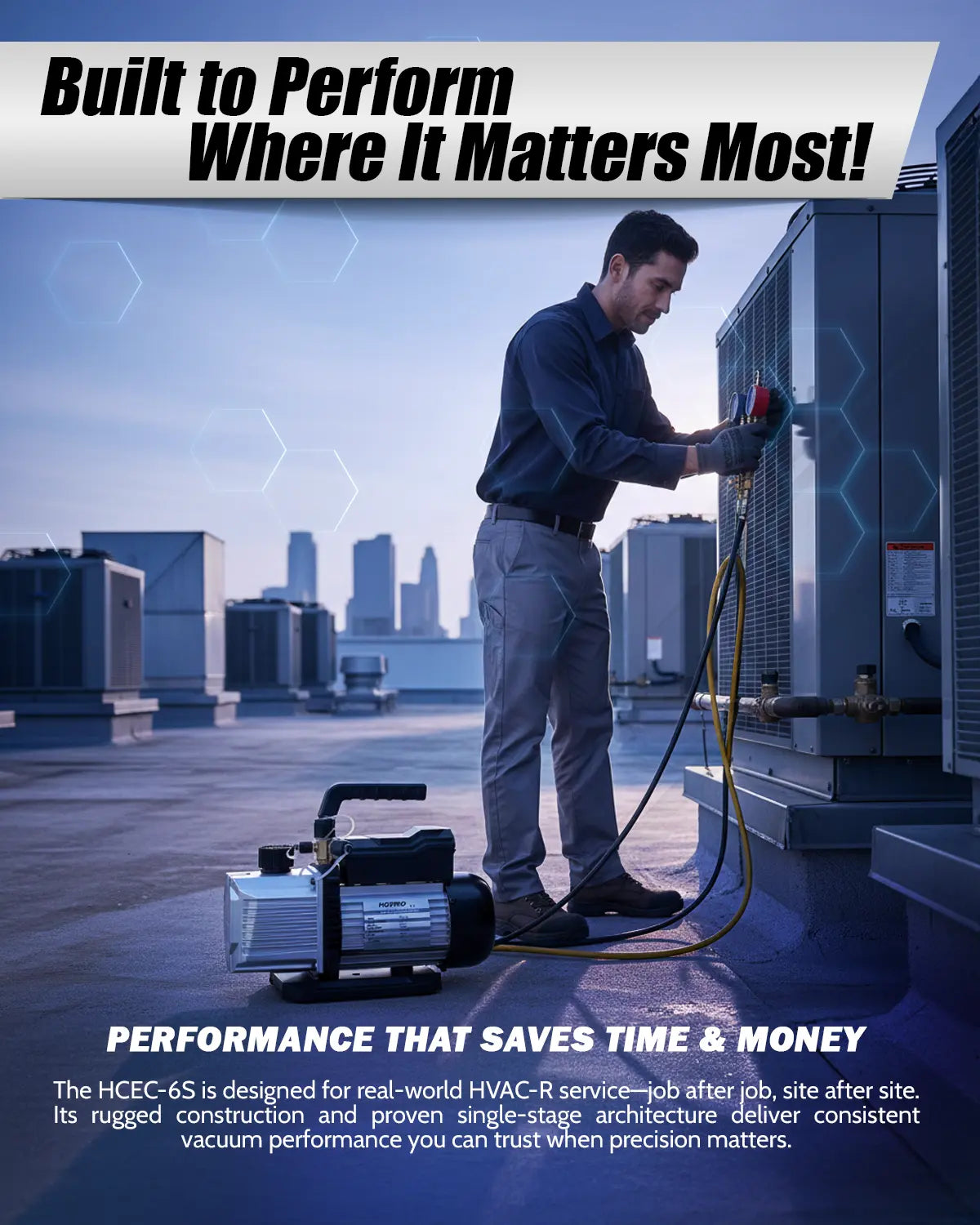 HCPRO HCEC-6S 6 CFM Single-Stage Vacuum Pump – 1/2 HP, 115V, 75 Micron — view 5