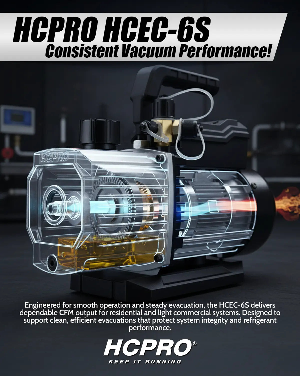 HCPRO HCEC-6S 6 CFM Single-Stage Vacuum Pump – 1/2 HP, 115V, 75 Micron — view 7