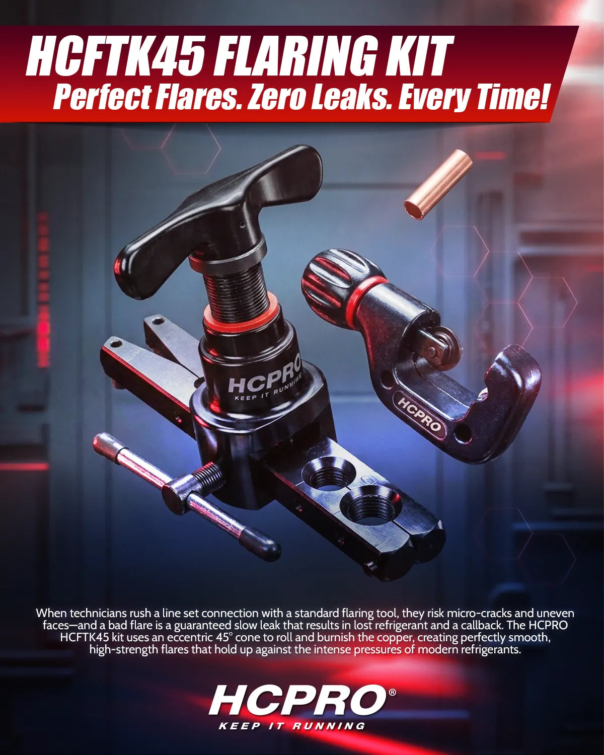 HCPRO HCFTK45 Eccentric Flaring & Tube Cutter Kit – 45° Clutch Flaring Tool, 1/4" to 3/4" — view 2