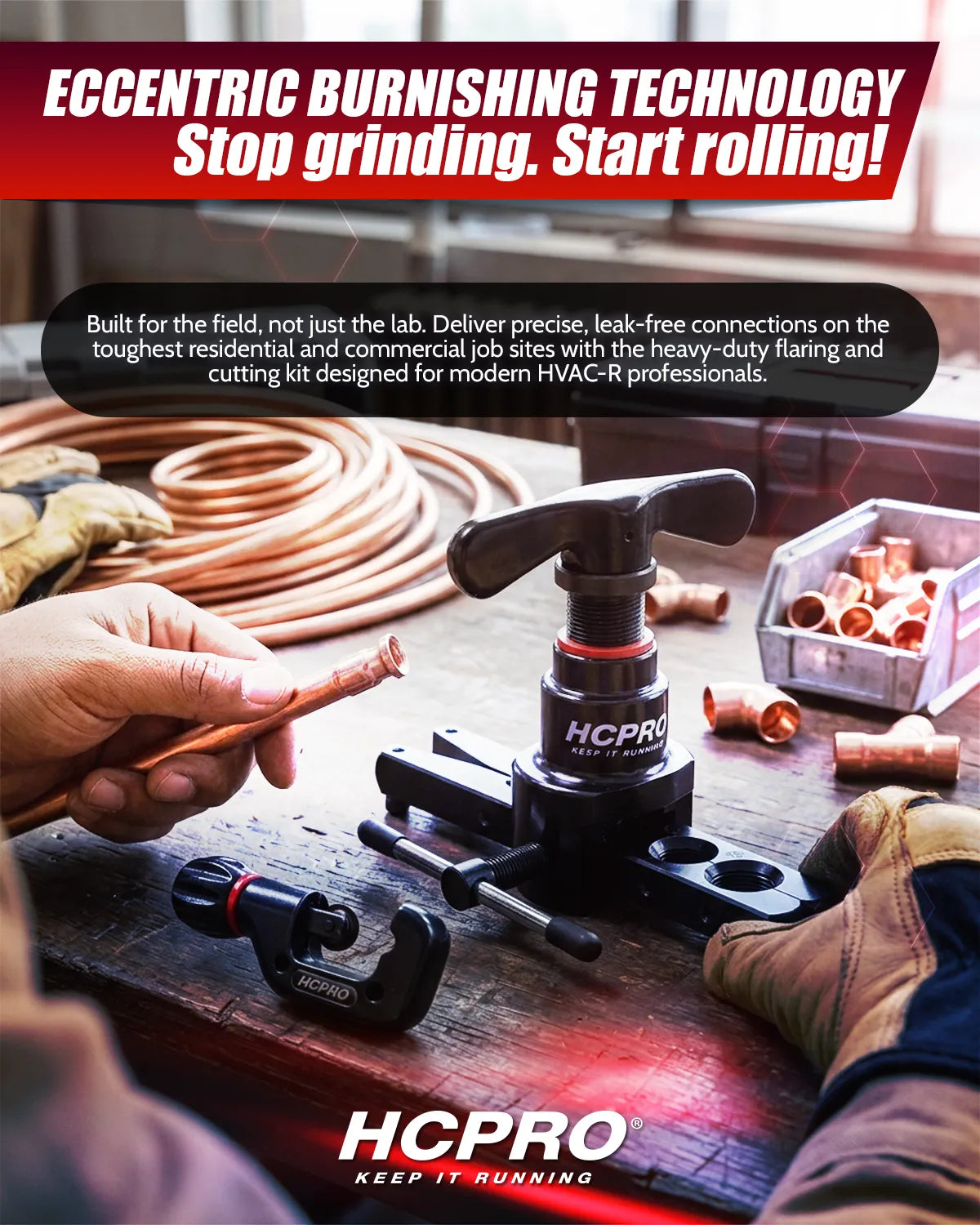 HCPRO HCFTK45 Eccentric Flaring & Tube Cutter Kit – 45° Clutch Flaring Tool, 1/4" to 3/4" — view 3