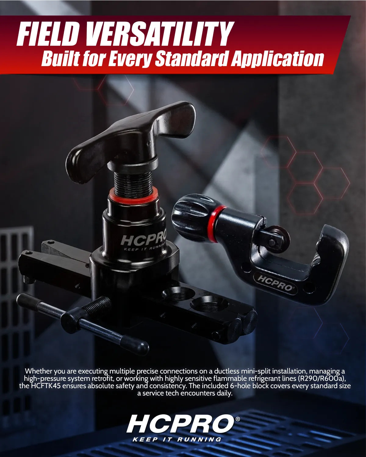 HCPRO HCFTK45 Eccentric Flaring & Tube Cutter Kit – 45° Clutch Flaring Tool, 1/4" to 3/4" — view 6