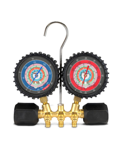HCPRO HC-2V2C5BV Manifold Gauge Set – R410A/R22/R404A/R134a, °C, Ball-Valve Hoses