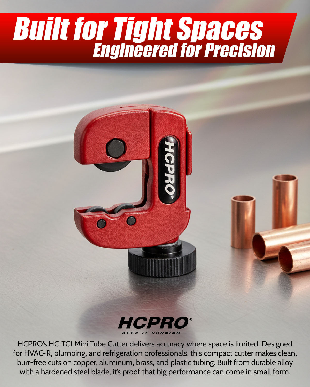 HC-TC1 Pocket Size Mini Tube Cutter 1/8" to 7/8" (3-22mm) Copper, Aluminum, Brass, and Plastic tubing Compact cutter image 2 — view 2