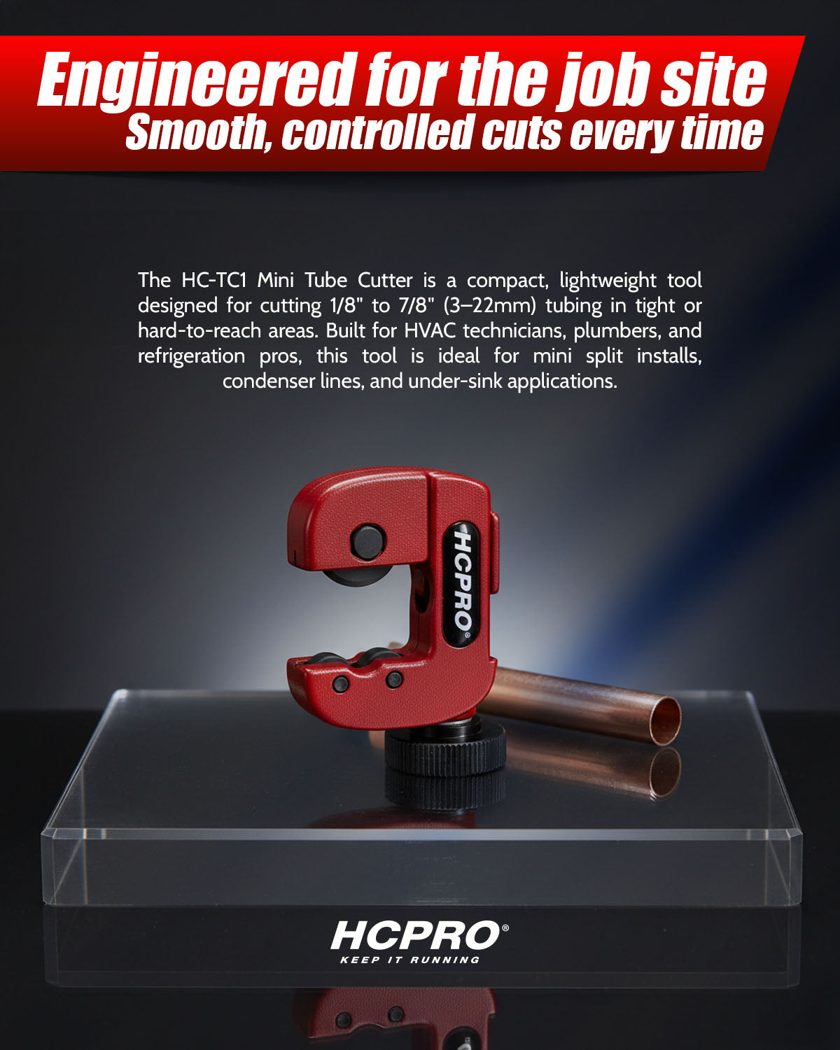 HC-TC1 Pocket Size Mini Tube Cutter 1/8" to 7/8" (3-22mm) Copper, Aluminum, Brass, and Plastic tubing Compact cutter image 2 — view 4