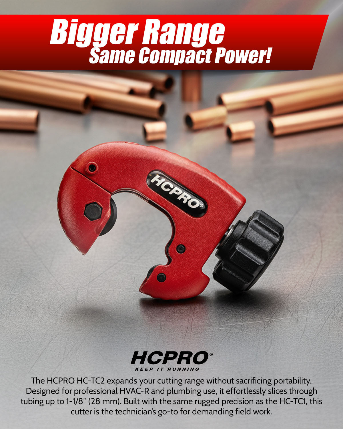 HC-TC2 Pocket Size Tube Cutter 1/8" to 1-1/8" " (3-28mm) Copper, Aluminum, Brass, and Plastic tubing Compact Cutter image 2 — view 2