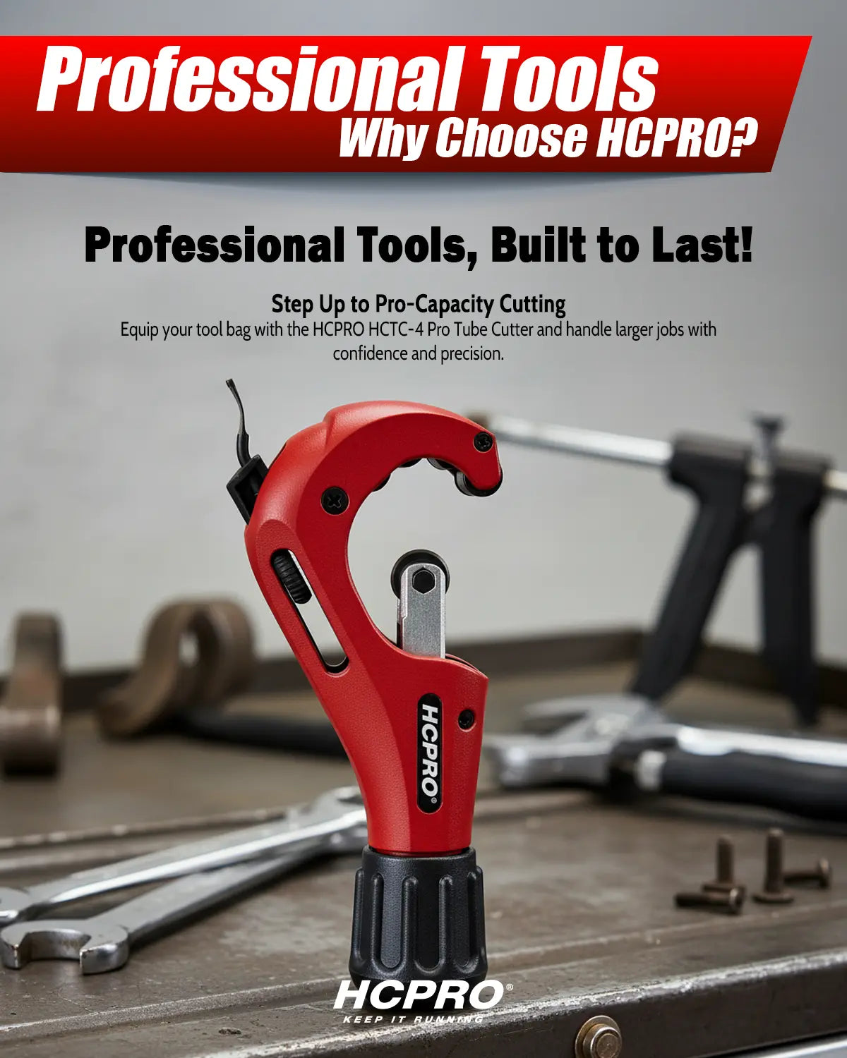 HC-TC4 Professional Tube Cutter 1/8" to 1-3/4" (3-45mm) 4 Roller Tracking System, De-burring Tool, Accurate Cutting for HVAC, Plumbing, Includes Extra Cutting Wheel image 1 — view 6