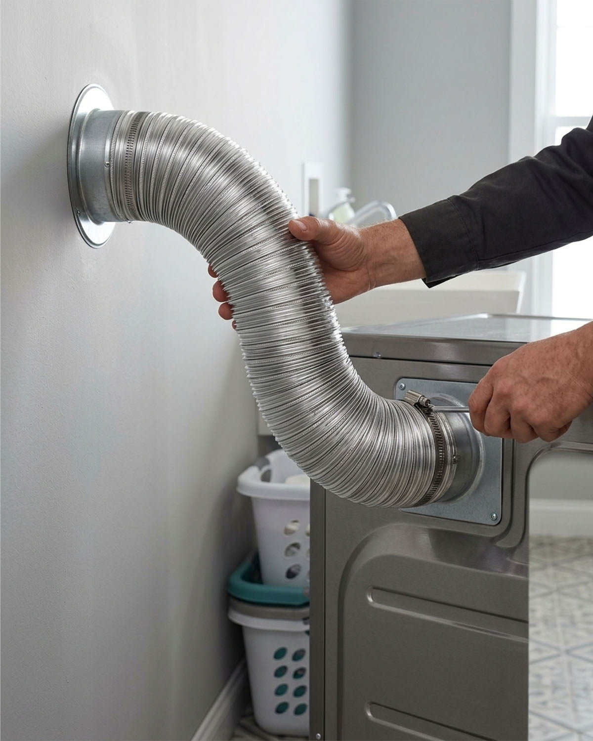 Lambro 293L 3″ x 8′ Flexible Semi-Rigid Aluminum Duct – One End Crimped
