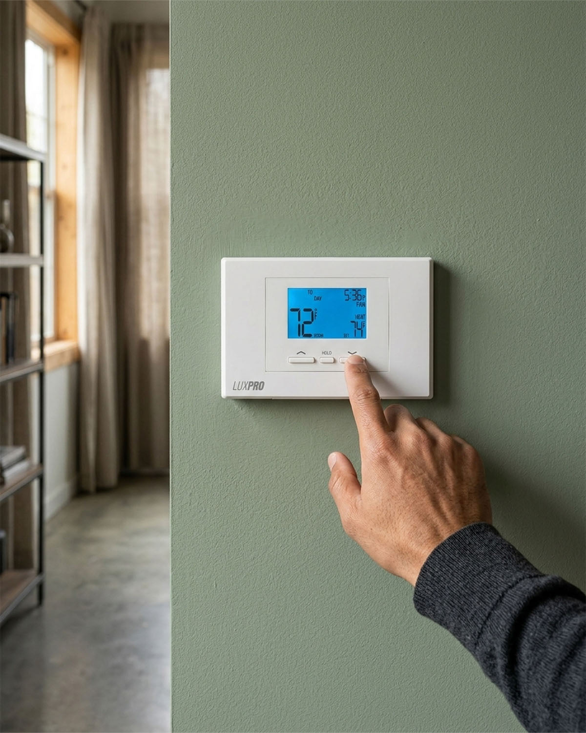LUX Pro P521U Programmable Thermostat 5/2 Programming (2 Heat - 1 Cool)