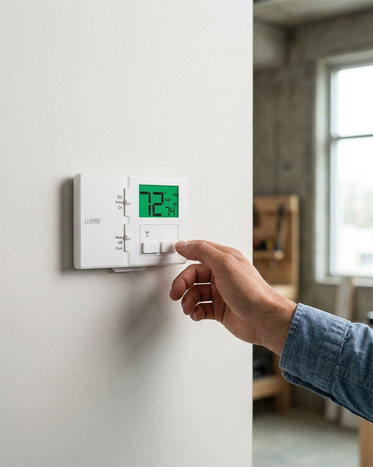 LUX P111 Dual Power Non-Programmable Thermostat, Horizontal Mount (1 Heat - 1 Cool)