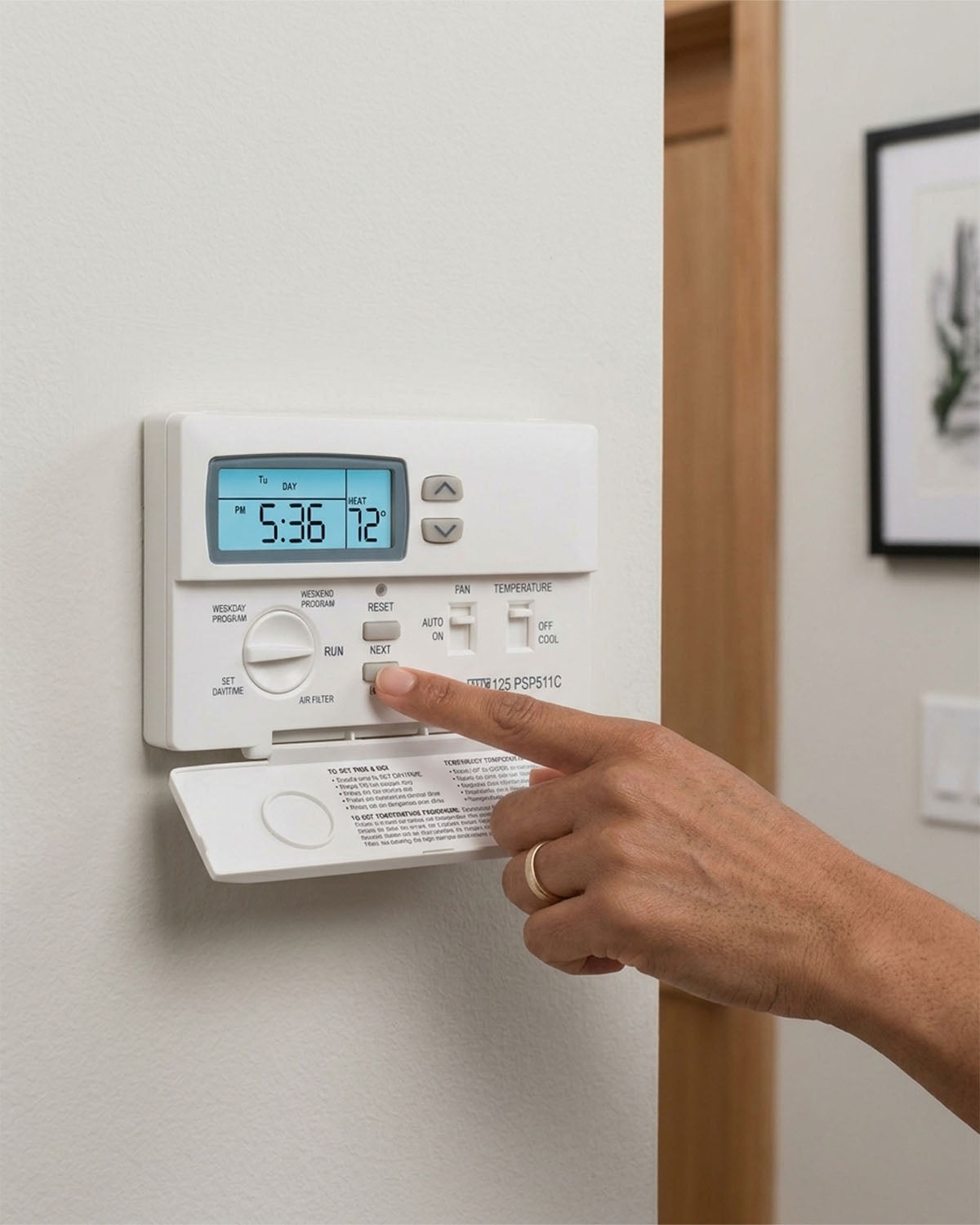 LUX Pro PSP511LC Programmable Thermostat (1 Stage Heat/ 1 Stage Cool), 5/2 Programming