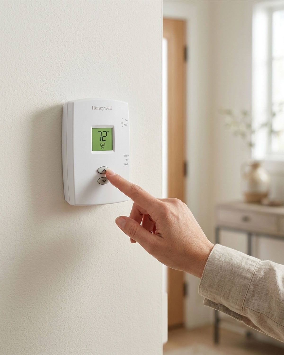 Honeywell PRO TH1110DV1009 Vertical Non-Programmable 1 Heat / 1 Cool Thermostat – Dual Powered