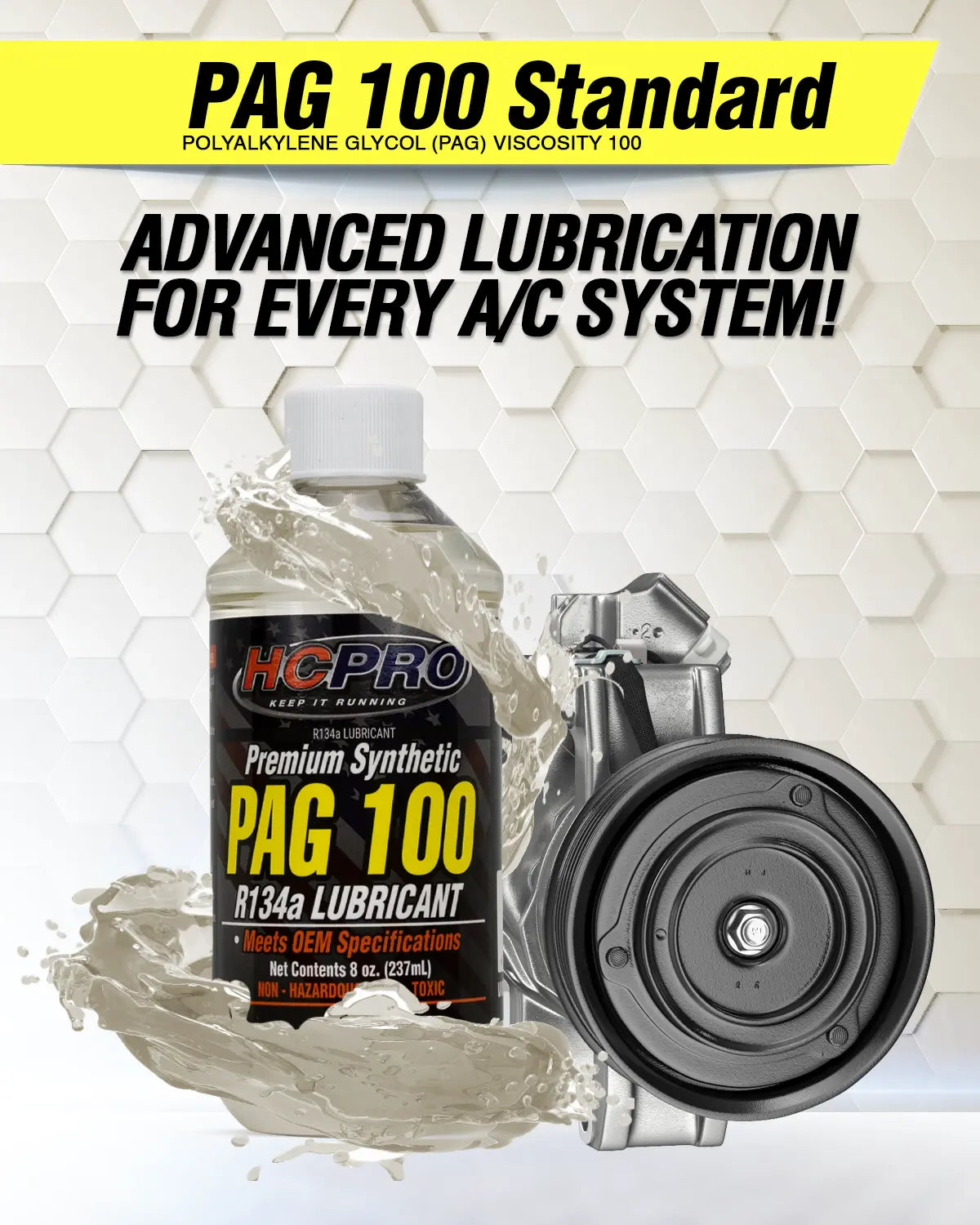 HCPRO PAG 100 R134a A/C Compressor Oil – 8 oz, ISO VG 100, Standard Domestic Systems — view 2