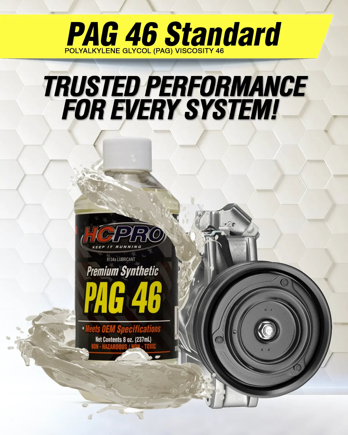HCPRO PAG 46 R134a A/C Compressor Oil – 8 oz, ISO VG 46, Light-Duty Systems — view 2