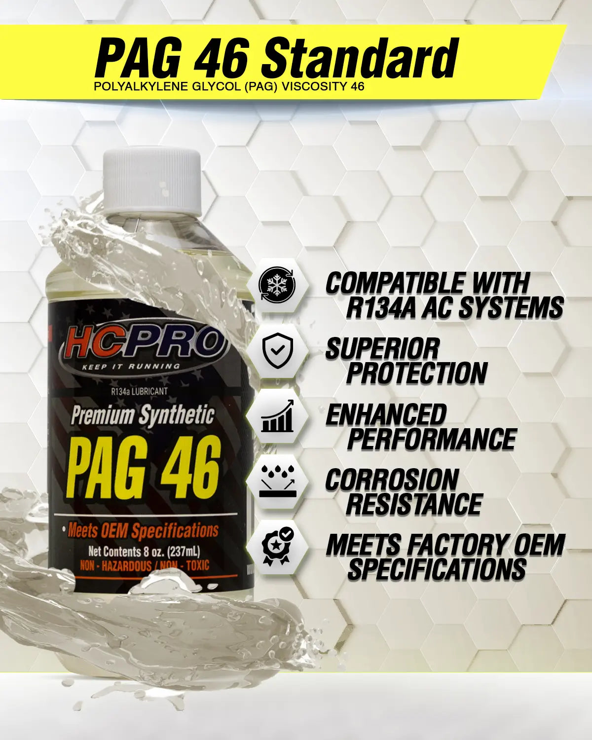 HCPRO PAG 46 R134a A/C Compressor Oil – 8 oz, ISO VG 46, Light-Duty Systems — view 3