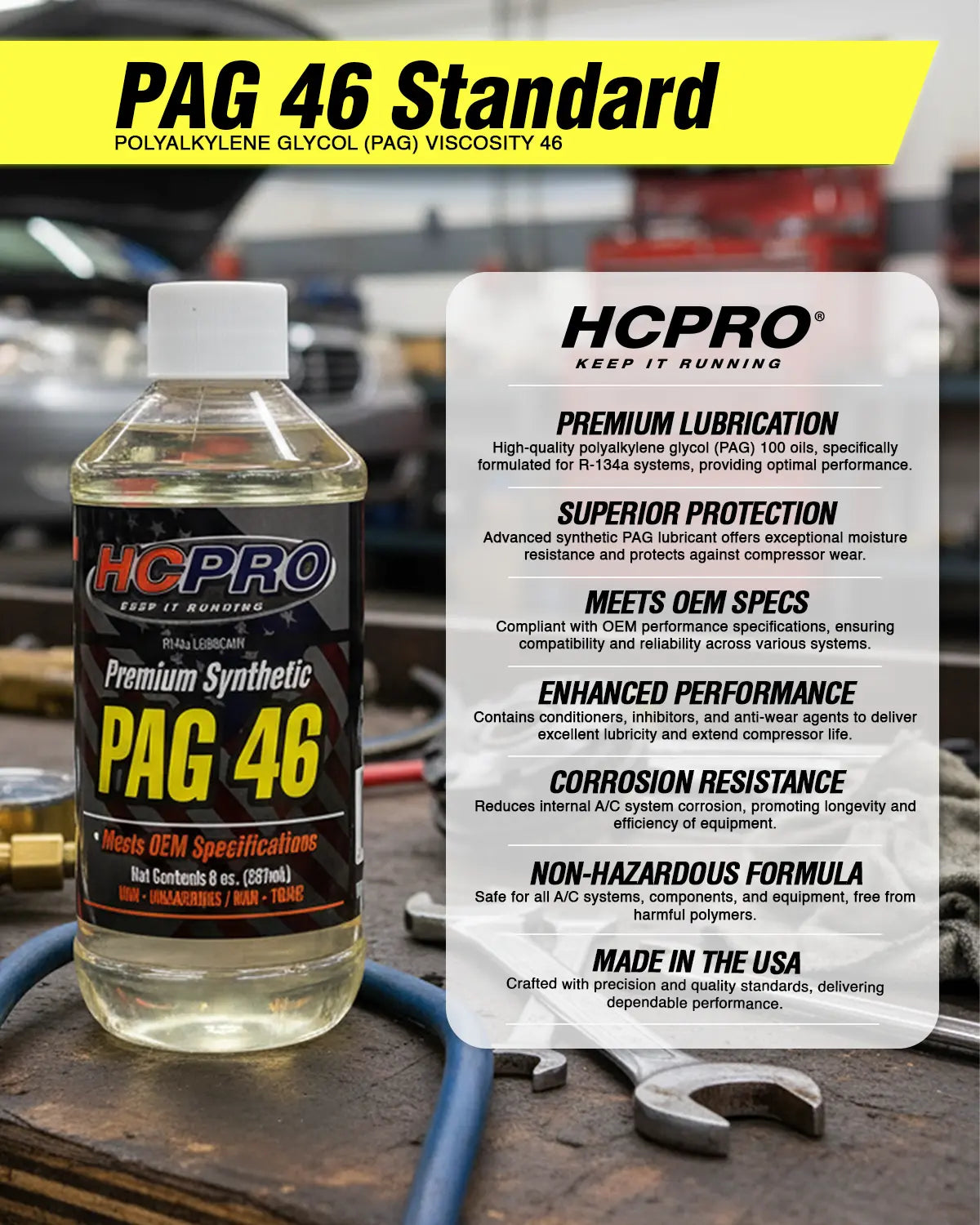 HCPRO PAG 46 R134a A/C Compressor Oil – 8 oz, ISO VG 46, Light-Duty Systems — view 4