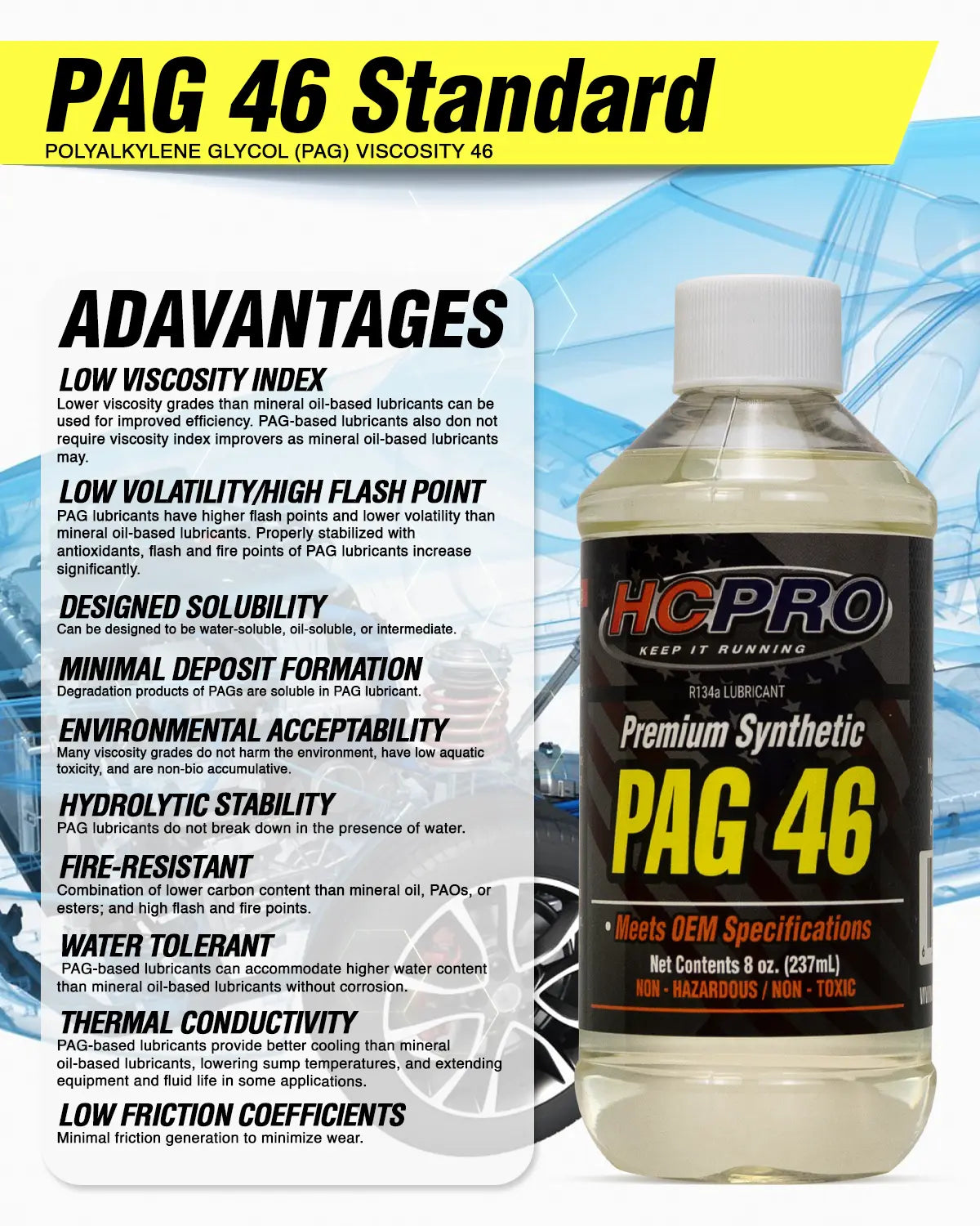 HCPRO PAG 46 R134a A/C Compressor Oil – 8 oz, ISO VG 46, Light-Duty Systems — view 5