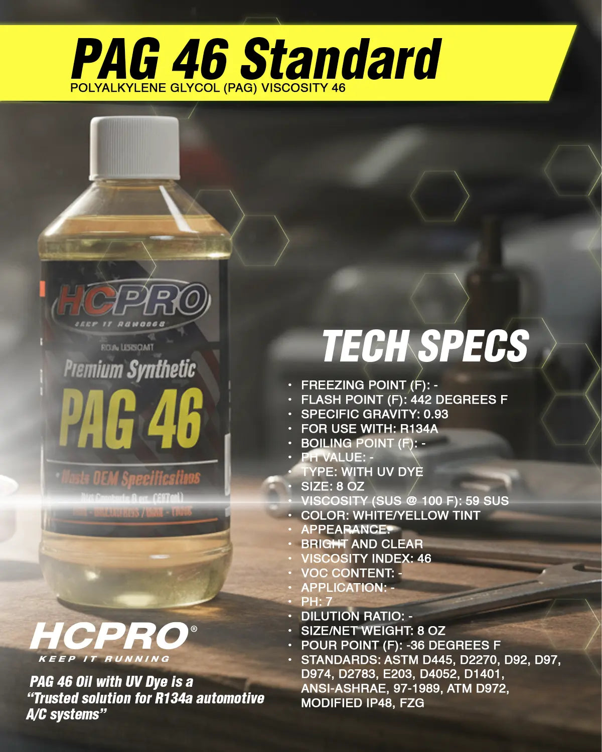 HCPRO PAG 46 R134a A/C Compressor Oil – 8 oz, ISO VG 46, Light-Duty Systems — view 6