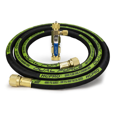 HCPRO HCQF438K Dual Force Evacuation & Charging Kit – 3/8" x 6 ft Hose + 1/4" VCRT
