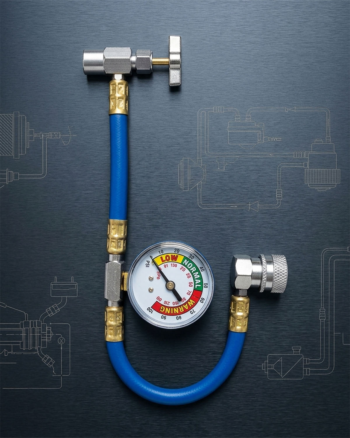 Supercool R-134a Auto Charging Hose & Gauge for Self-Sealing Valve