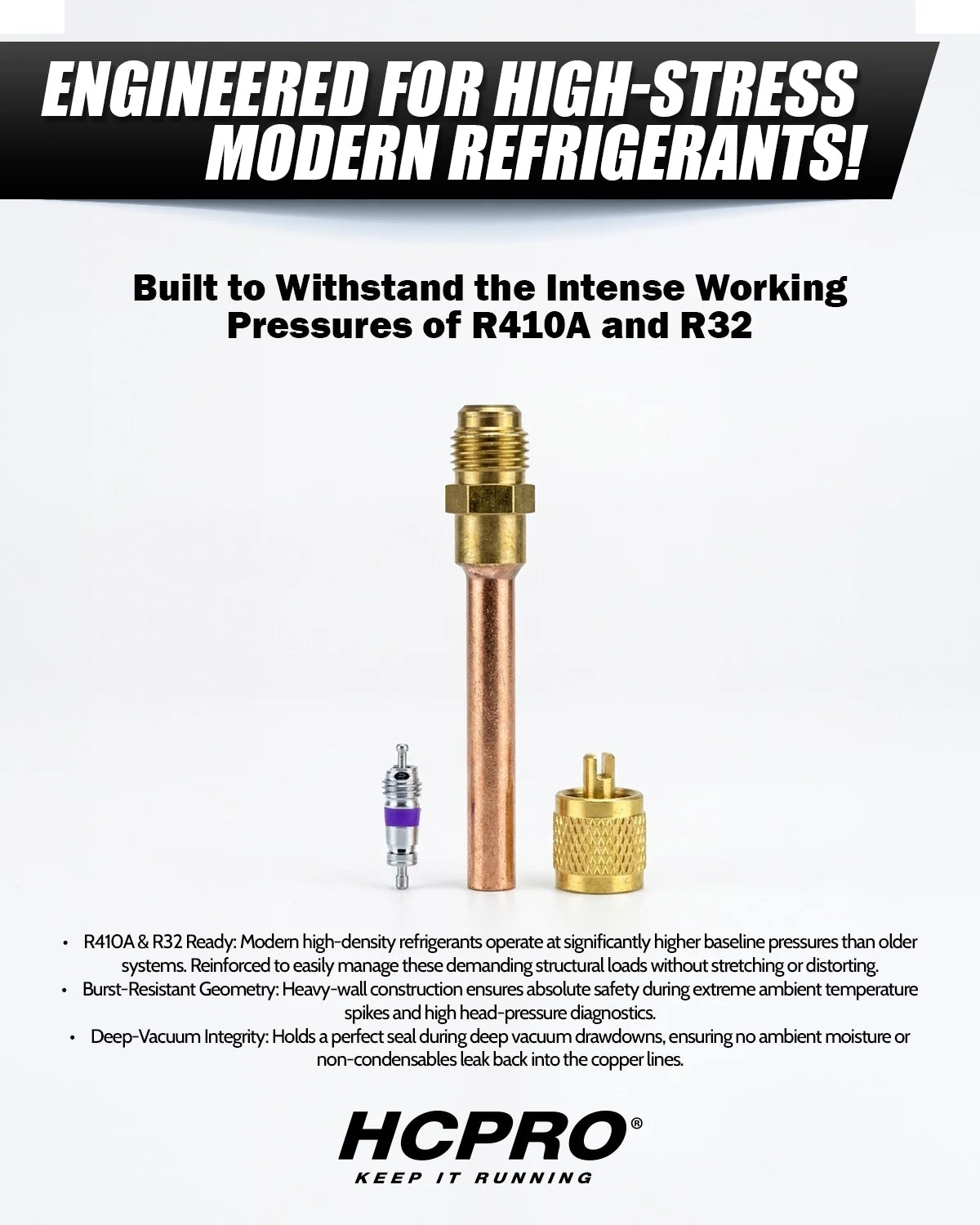 HCPRO RAV1 1/4" SAE High-Pressure Access Valve – R410A, R32, R22, 800 PSI — view 3