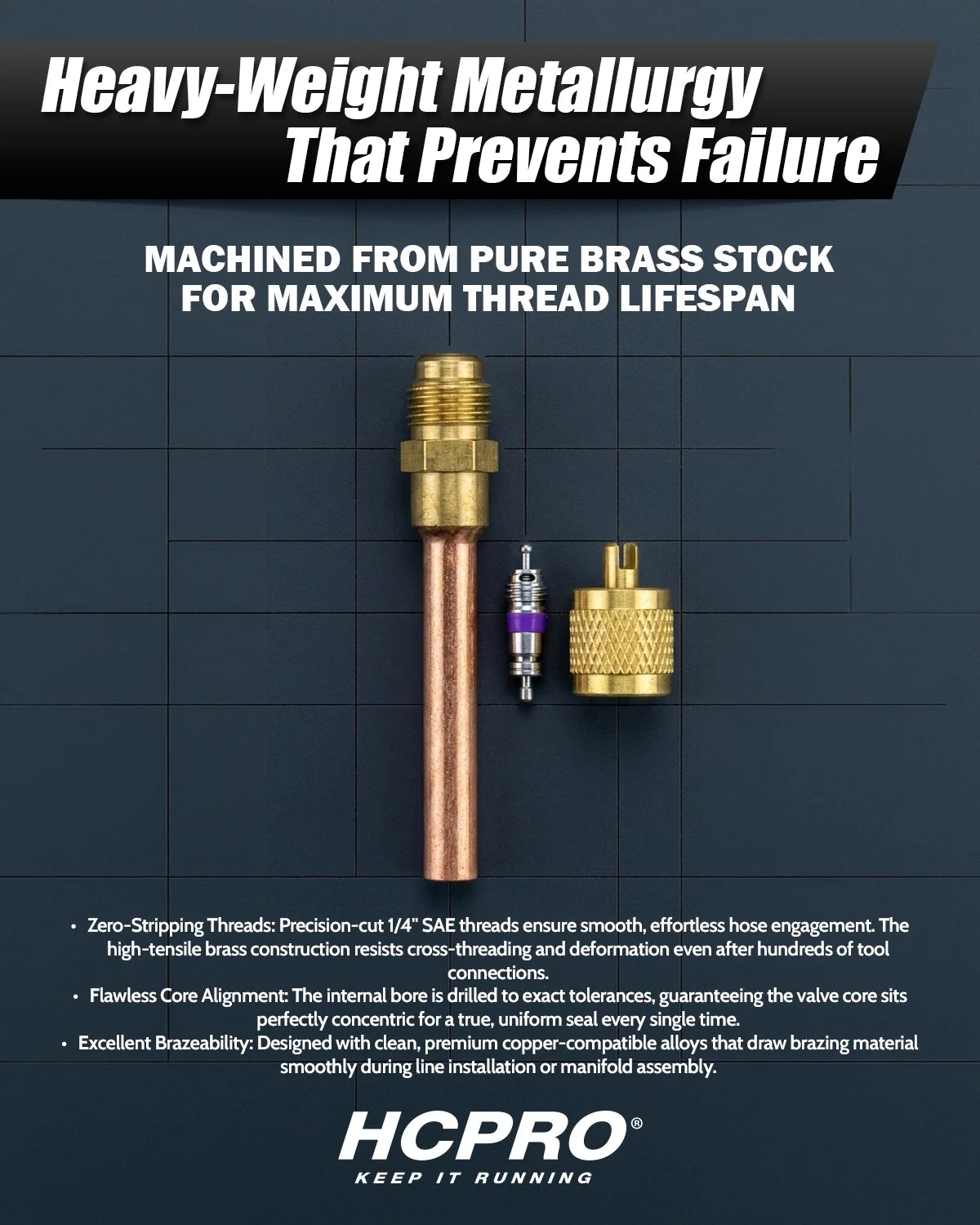 HCPRO RAV1 1/4" SAE High-Pressure Access Valve – R410A, R32, R22, 800 PSI — view 4