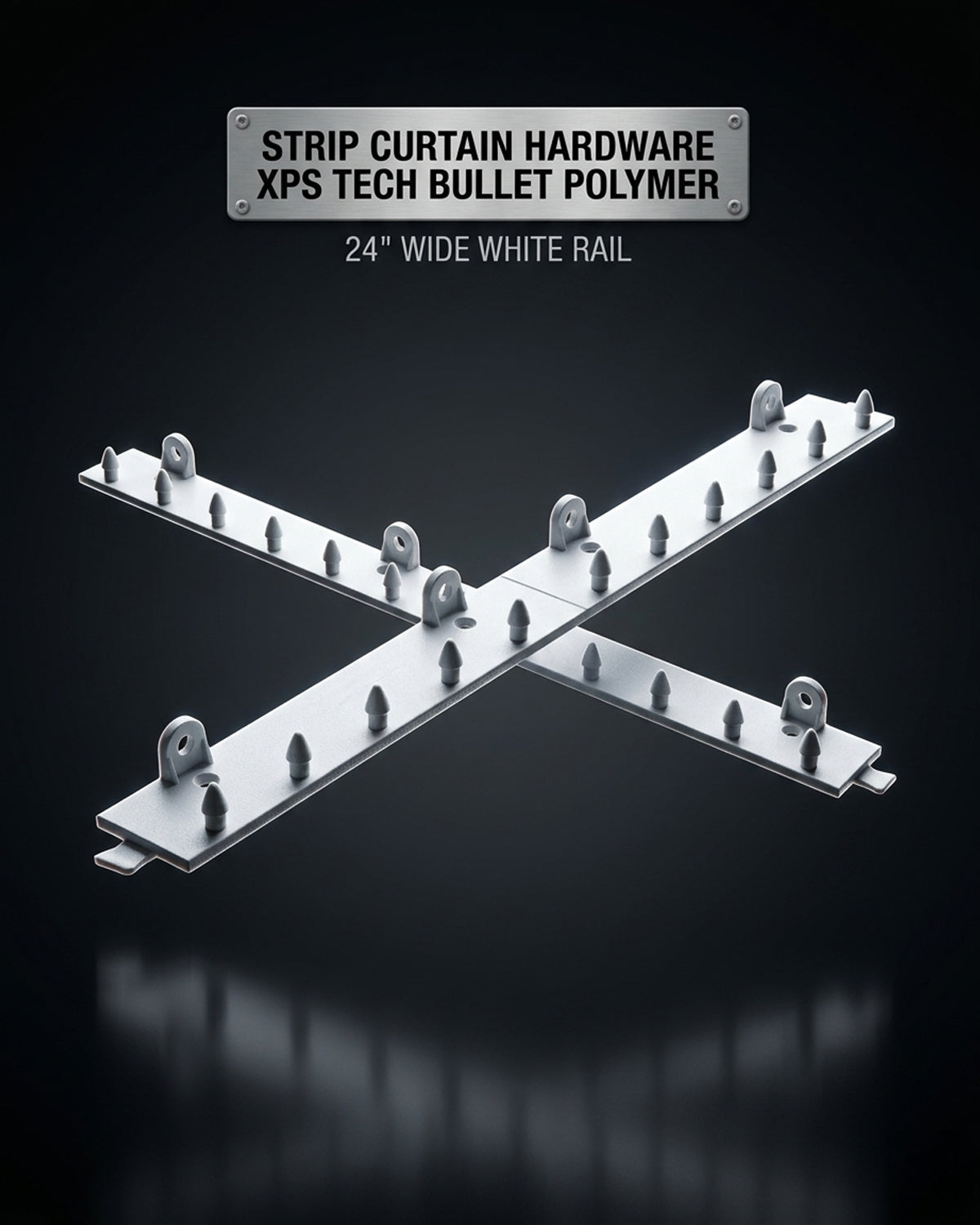 Strip Curtain Hardware XPS Tech Bullet Polymer 24" Wide White Rail