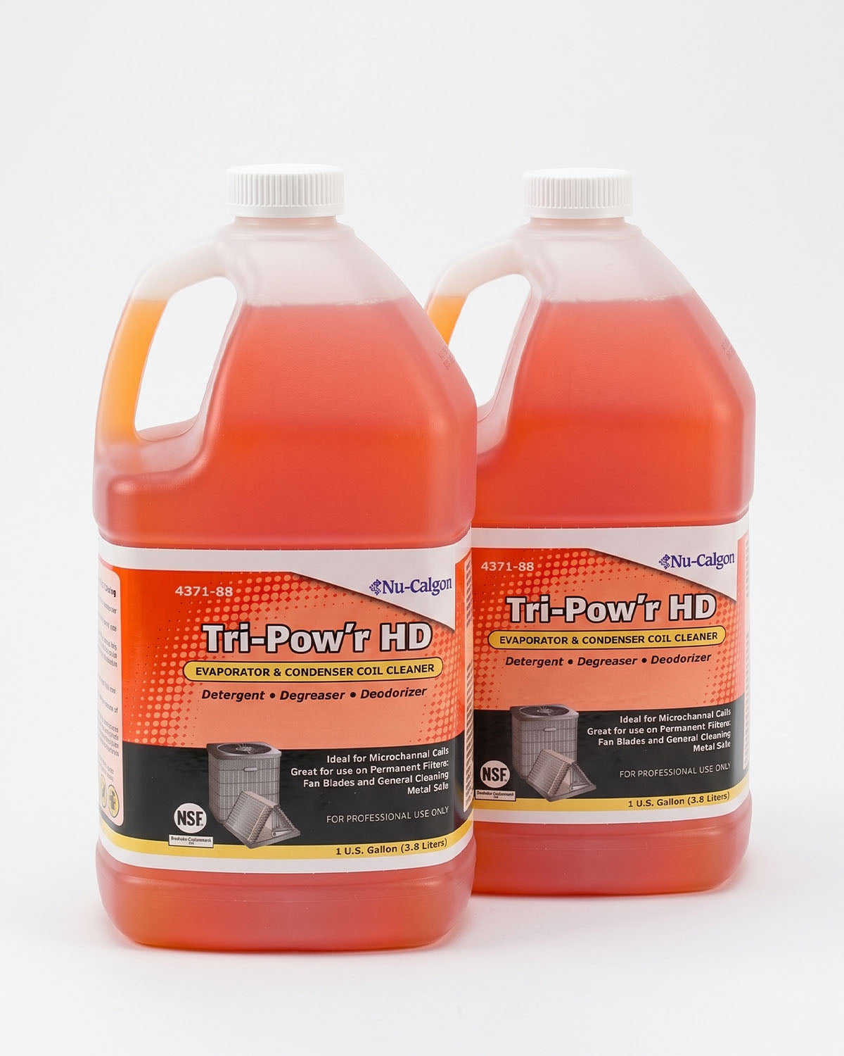 NU-CALGON Coil Cleaner Tri-Pow’r HD, 1 gal, Jug, Alkaline, Orange, Biodegradable, No-Rinse, Foaming