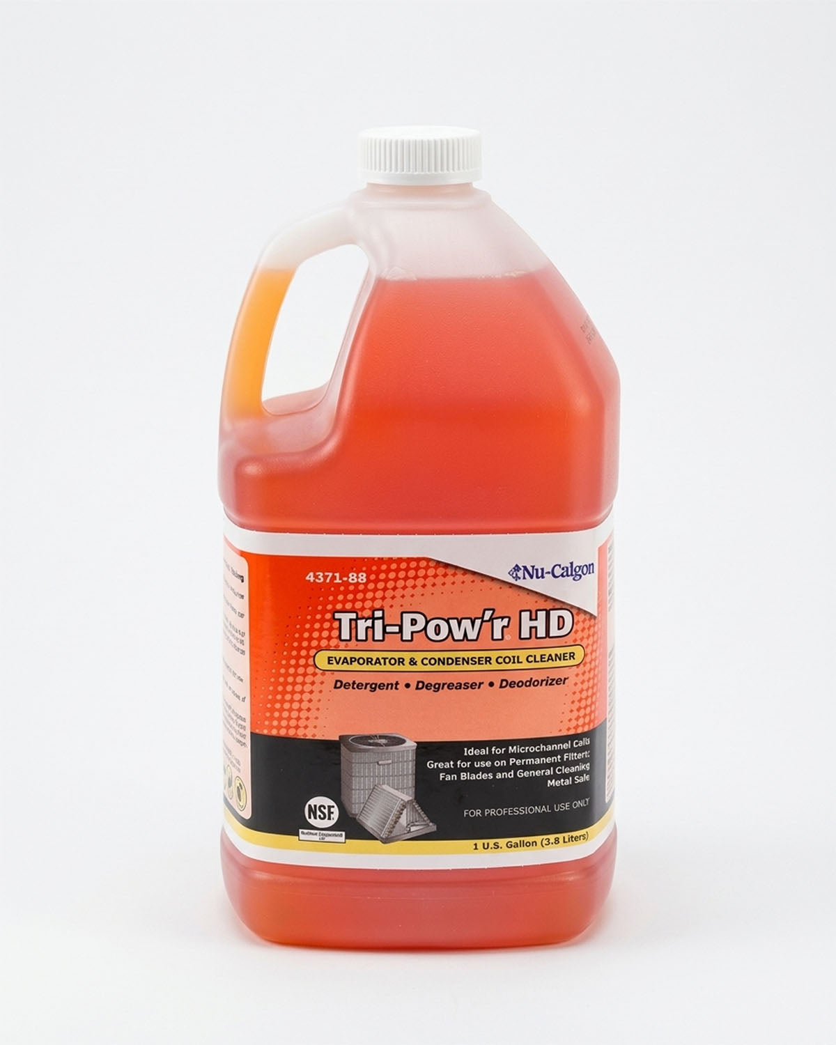 NU-CALGON Coil Cleaner Tri-Pow’r HD, 1 gal, Jug, Alkaline, Orange, Biodegradable, No-Rinse, Foaming