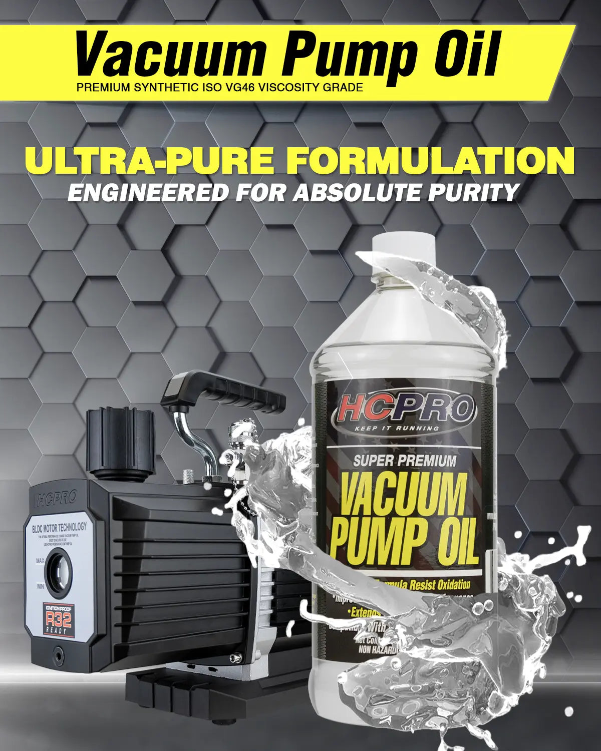 HCPRO VPO-46 Synthetic Vacuum Pump Oil – ISO VG 46, Anti-Foam, Quart & Gallon — view 2