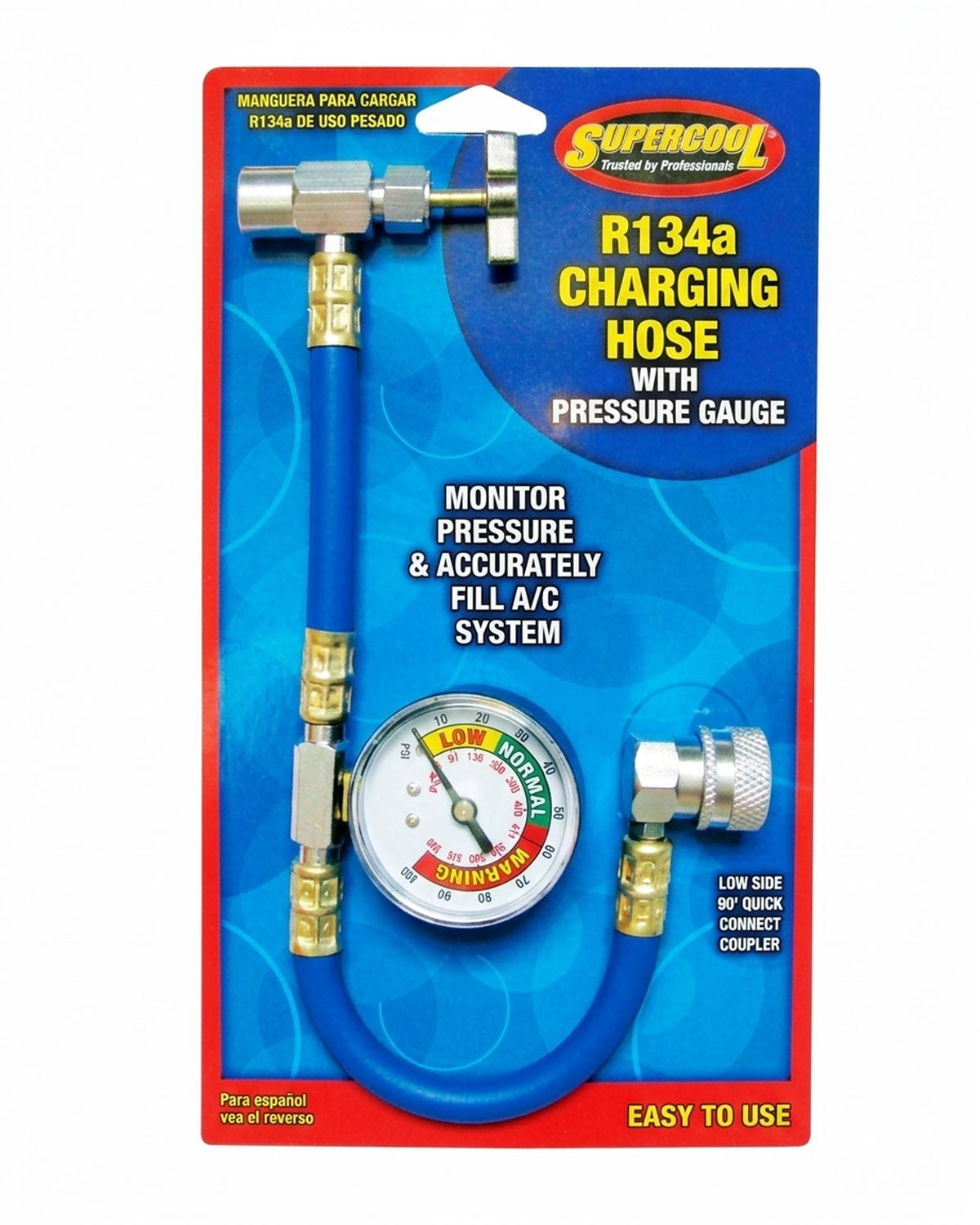 Supercool R134a Charging Hose with Gauge for Piercing Valve Cans