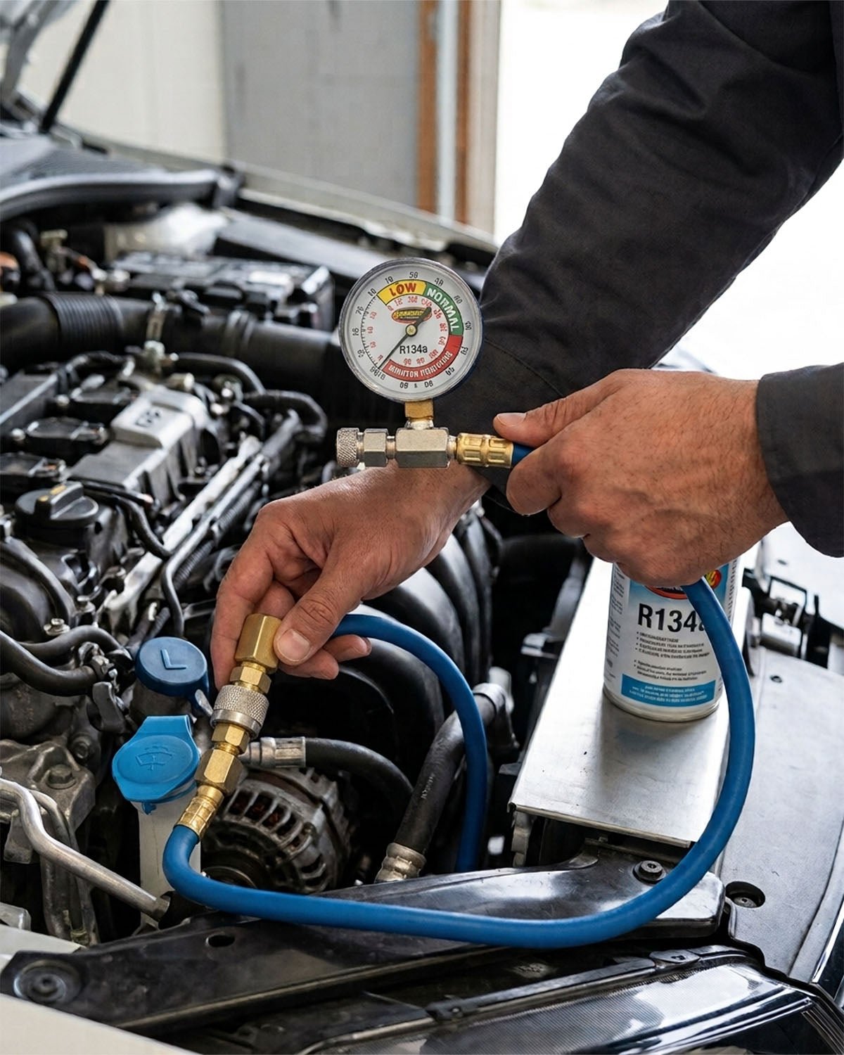 Supercool R134a Charging Hose with Gauge for Piercing Valve Cans