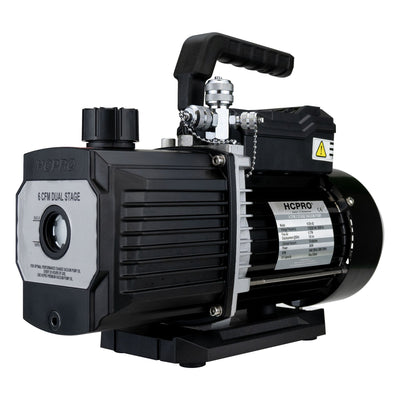 HCPRO HCBK-6D 6 CFM Dual-Stage Vacuum Pump – 75 Micron, 115/230V Switchable, 50/60Hz