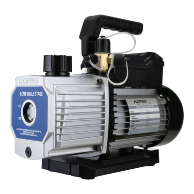 HCPRO HCEC-6S 6 CFM Single-Stage Vacuum Pump – 1/2 HP, 115V, 75 Micron